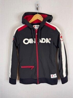 Hudson's Bay Co Team Canada Olympic Softshell Hoodie Jacket Womens Small Black